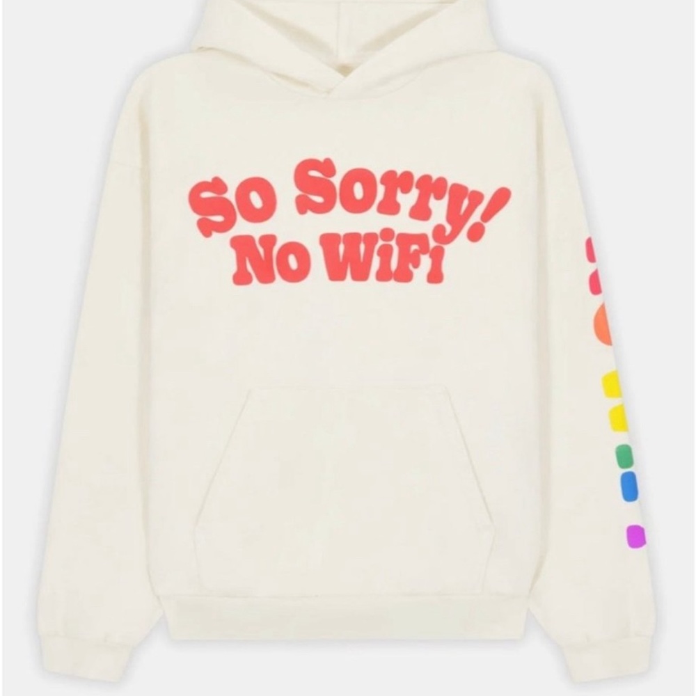 MadHappy “Sorry No WiFi” White Sweatshirt, only worn once